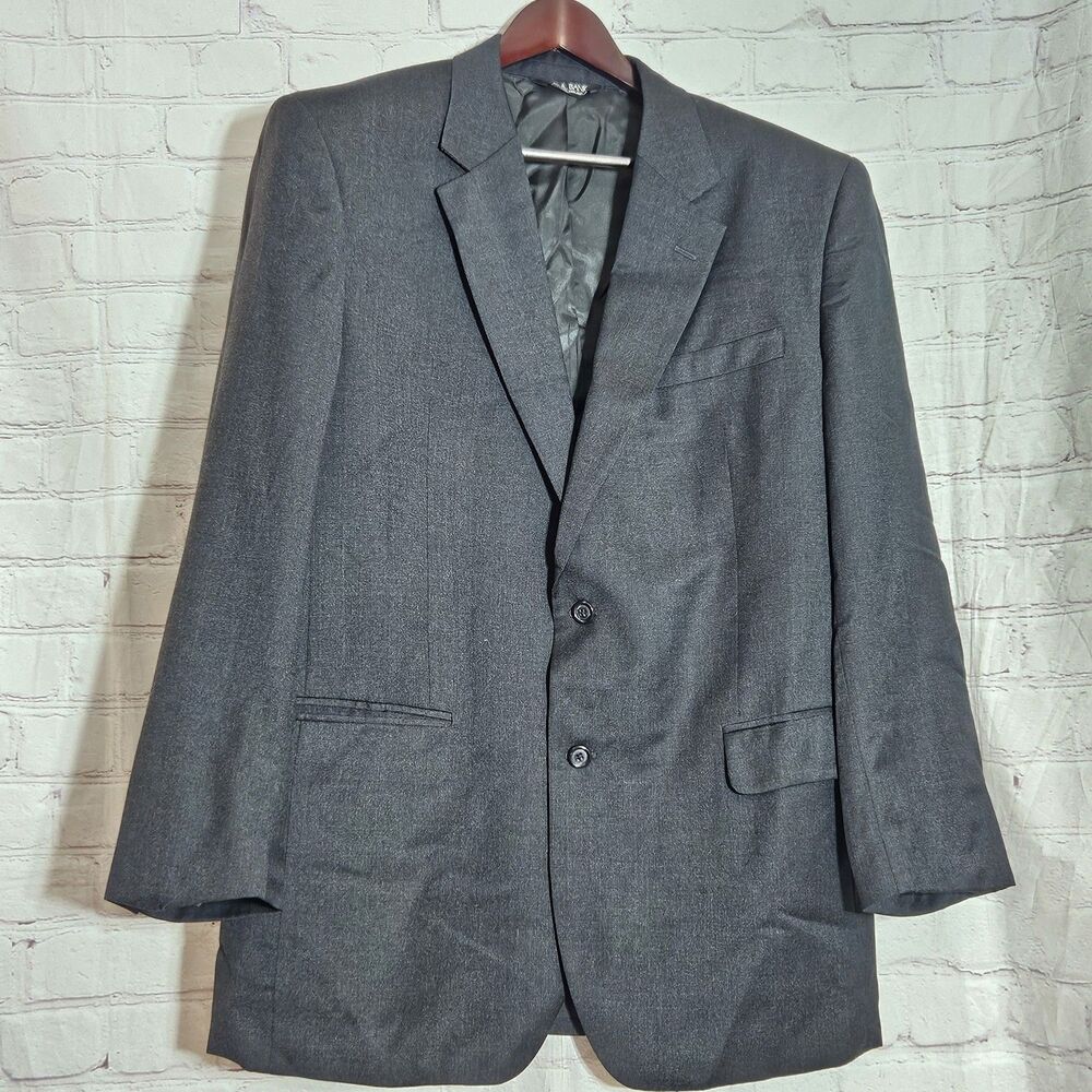 Jos A Bank Mens 46L Black Wool Blazer Sport Coat Classic Two Button Jacket